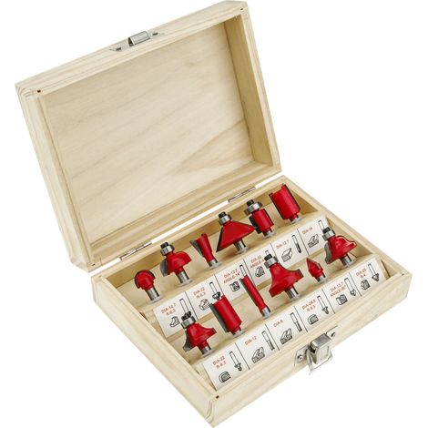 BeMatik - Coffret de 12 fraises TCT à défoncer en carbure de tungstène 1/2" pour fraiseuse (1/5)