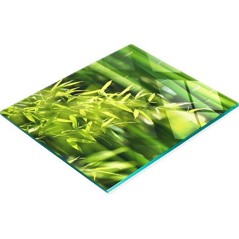 Tabla de servir de cocina de vidrio templado con gr谩ficos de bamb煤 60x52 cm