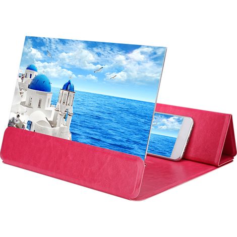 Loupe d'écran de téléphone portable 12 pouces, amplificateur vidéo HD, support magnétique pour smartphone, rouge
