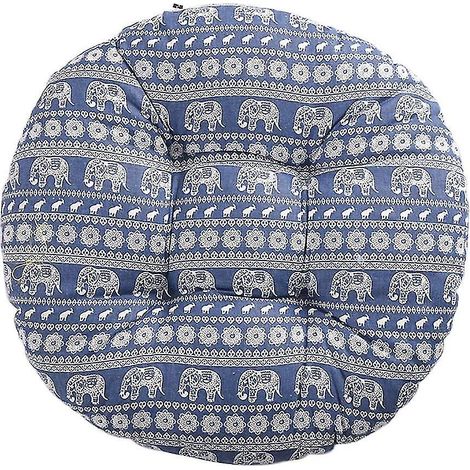 Coussin de chaise rond, motif floral et animalier, pour extérieur, jardin, balcon, 40 cm, coton et lin, motif éléphant (1/4)