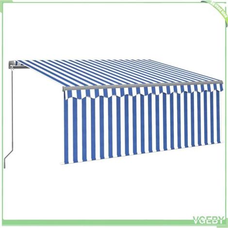 Auvent rétractable - FAFEICY - 3069376 - 3x2,5 m - Bleu et blanc - Manivelle (1/5)