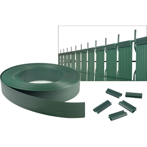 Casanoov – Lames d’occultation en PVC souple 100m x 46mm vert – Traitement anti-UV – Résistant à l’eau – Installation facile avec clips (1/5)