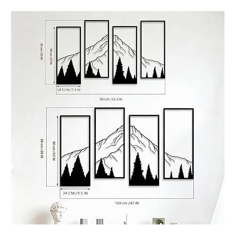 Decoration Murale Métal Forêt De Montagne Art Mural Tableaux Decoratifs (1/4)