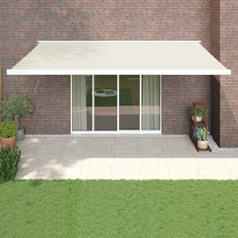 Auvent rétractable Marquise Store Banne Auvent de jardin crème 5x3 m tissu et aluminium 64027 (1/5)