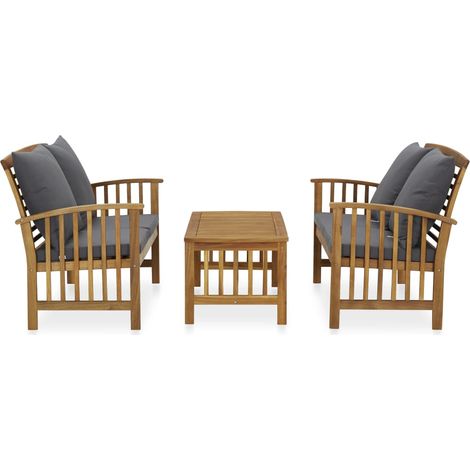Maison Exclusive - 3-tlg. Garten-Lounge-Set mit Auflagen Massivho