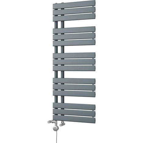 Tristan - Anthracite Dual Fuel Towel Rail H1292mm x W500mm Thermostatic (1/3)