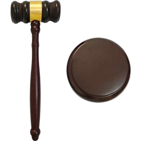 Marteau de juge et bloc de résonance en bois - Marteau de juge polyvalent - Pour juges, avocats, enchères et jeux de rôle - Noir (1/5)