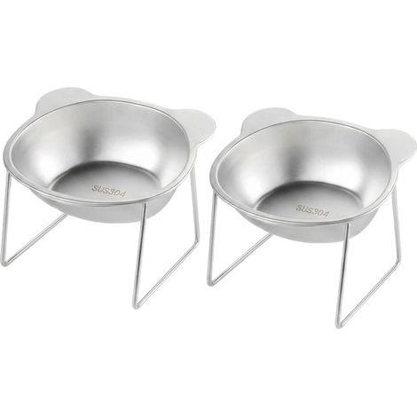 Gamelle Chat – Surélevée, Inox, 15°, 2 Pcs (1/5)