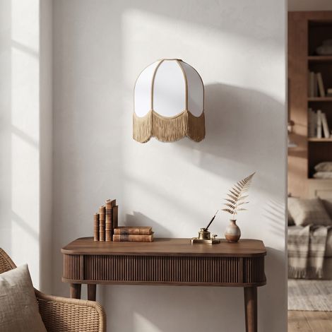 Aplique de Pared Blanco con Flecos en Yute  Serie IRIS II (1/5)