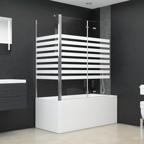 Enclos de bain 120x68x130 cm verre trempé rayures (1/5)
