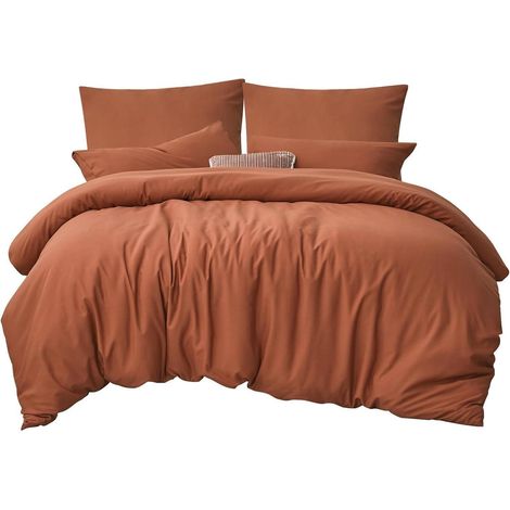 Bettwäsche 220x240 06 Orange Gebrannt 3Teilig 220x240 cm 2x 80x80 cm (1/5)