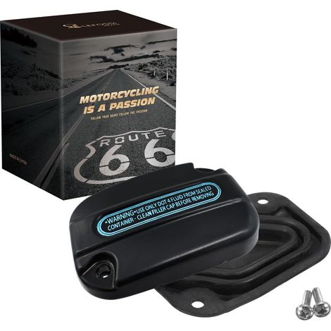 Couvercle de réservoir de maître-cylindre de frein compatible avec 2008-2015 Road King Road Glide Electra Glide Ultra Classic (Black) (1/5)