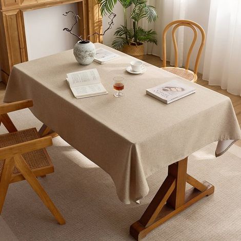Mantel rectangular de poliéster estructurado de 140 x 180 cm, Impermeable y resistente a las manchas, Fácil de limpiar y sin arrugas (1/4)