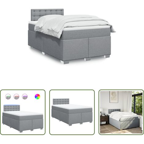 Matratze - Boxspringbett mit Matratze Hellgrau 120x200 cm Stoff (1/5)