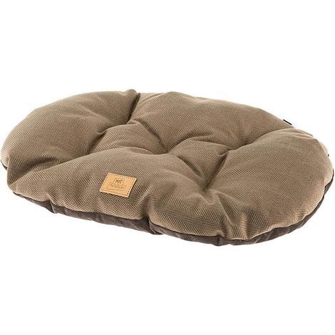 1 - Coussin pour chien et chat - Tissu tweed et velours - Double face lavable - Pour corbeille Siesta Deluxe 6 - Marron - 65x42cm (1/3)