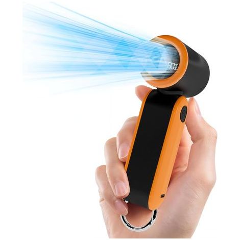 Mini Ventilateur Portable, 17400RPM Ventilateur Poche avec Crochet, 3000mAh Rechargeable Turbo Fan avec 5 Vitesses pour Commutaison/Marche/Shopping/Voyage/École,Noir & Orange (1/5)