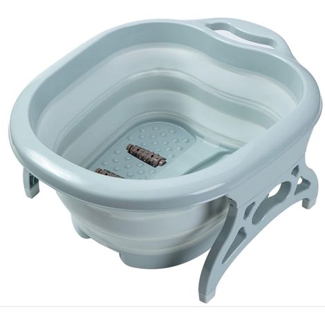 Seau pliable pliable pour lavage des pieds avec poignée - Bassin de bain pour sauna - Seau de massage portable - Grande baignoire de trempage avec massage (1/5)