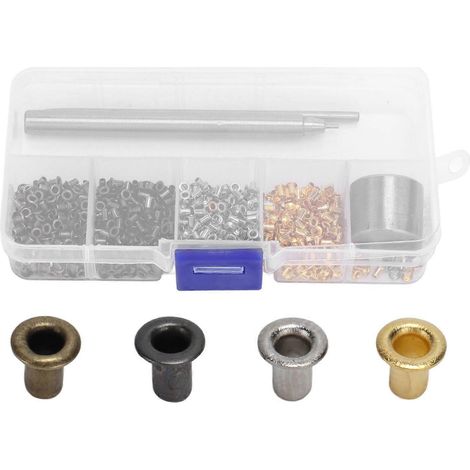 Kit d'outils pour œillets en métal plaqué couleur fer pour chaussures, sacs, vêtements et lacets (1/4)