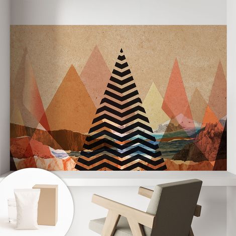 Papier peint intissé avec imprimé pour intérieur moderne application facile a motif - Colle incluse gratuite Paysage abstrait 104x70 cm (1/5)