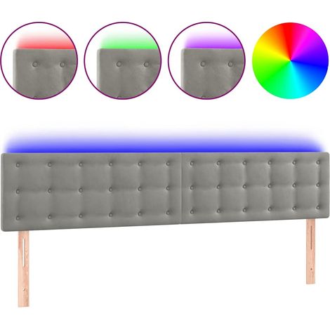 Maison Exclusive - LED Kopfteil Hellgrau 160x5x78/88 cm Samt (1/5)