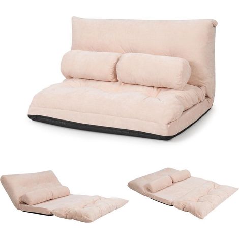 Bodensofa mit Schlaffunktion, 3-in-1 Klappsofa, verstellbare Rückenlehne, beige (1/5)