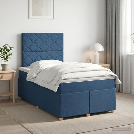 vidaXL Lit boxspring avec matelas Bleu 120 x 200 cm Tissu (1/5)