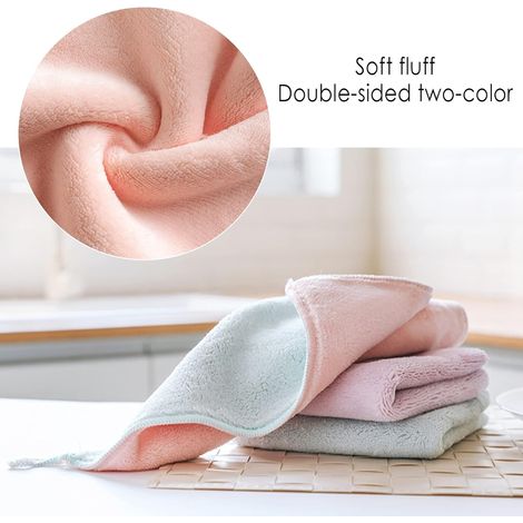 Lot de 6 Essuie-mains, Microfibre, Double Face, Absorbante, Suspension, Cuisine Salle De Bain