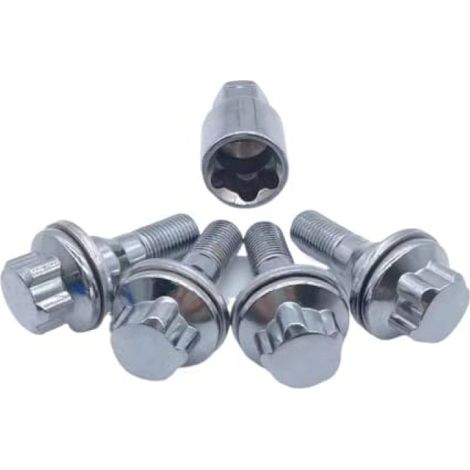 Peugeot Anti Theft Hub Bolt Set M12x1.25 4+1 – Silver Finish – Wheel Locking Lug Nut Security Kit (1/5)