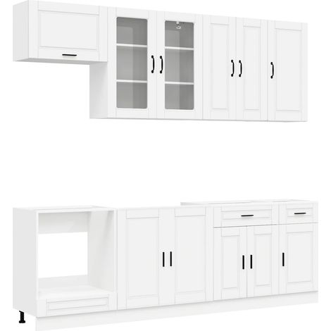 vidaXL Set di armadi con cassetto 8 pcs Bianco Legno multistrato