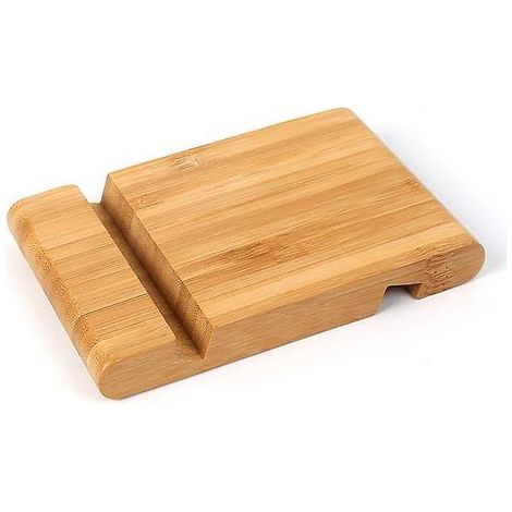 support De Tlphone Portable En Bambou 12.5 8 1.6cm, Support En Bois Double Fente (1/4)