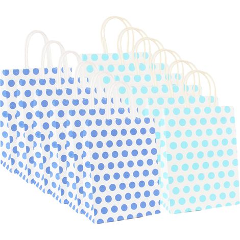 Sac Cadeau À Pois - Papier Kraft 120 G/M² - Poignées En Papier Torsadé - Fond Scellé - Pour Faveurs De Fête Anniversaire Mariage Noël - Lot De 12 (1/5)