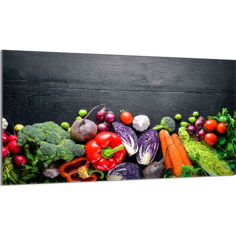 Placa protectora de vidrio para estufa 90x52 Verduras (1/5)