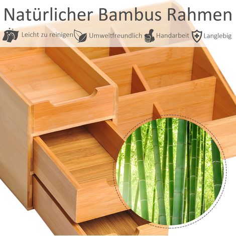 Rangement bureau tiroir 2 compartiments Naturel 33x20,5x15,5 cm (1/5)