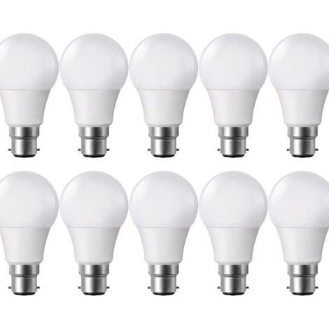 Lot de 10 ampoules LED B22, 806 lm, équivalent 60 W, lumière chaude (2700 K), économie d’énergie, compatible avec variateurs, sans mercure, classe énergétique A++ (1/4)