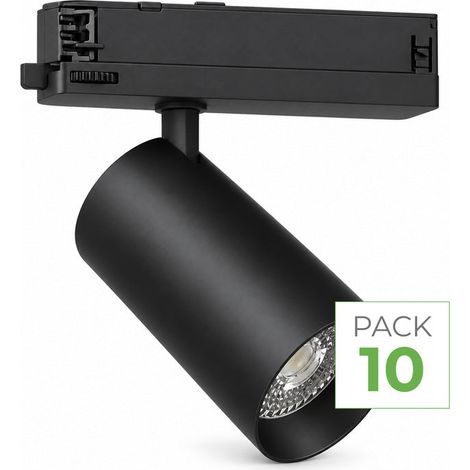 Pack de 10 - Spot LED sur Rail COB Triphasé 10W 36° Noir - Garantie 5 ans - Blanc Neutre - SILUMEN (1/5)