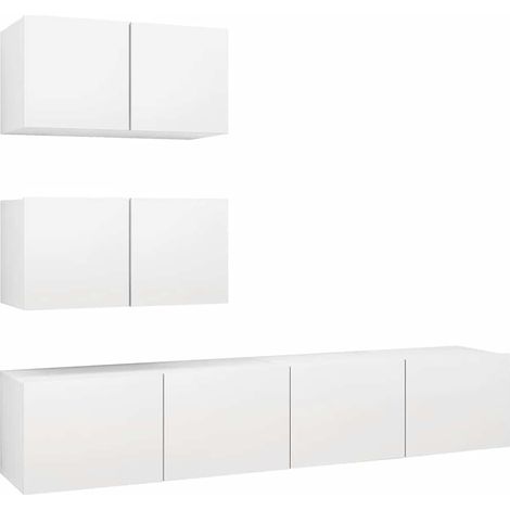 Ensemble de meubles TV 4 pcs - Armoires TV suspendues Blanc Bois d'ingénierie fr1633 - Maison La Vie