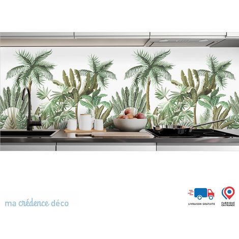Crédence : Jungle et palmiers - Couleur Vert émeraude - Alu composite - 60 - 120 (1/3)