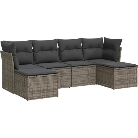 Maison Exclusive - 6-tlg. Garten-Sofagarnitur mit Kissen Grau Pol