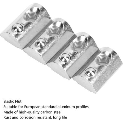 50 pièces écrous à ressort élastiques norme européenne pour profilés aluminium rainure en T, fixations M6 (1/5)