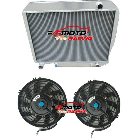 Radiador de aluminio de 52 mm de espesor, compatible con Chrysler Polara y Dodge V866, incluye ventiladores y diseño de varias filas. (1/5)