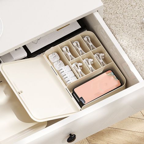 Datenkabel-Organizer, Handyhülle, Displayschutzfolie aus gehärtetem Glas, Powerbank, Kopfhörer, Ladekabel-Organizer, Aufbewahrungsbox für den Schreibtisch (1/5)