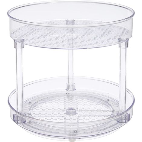 1 Plateau Tournant, 2 Niveaux, Plastique Transparent, Antidérapant, Cuisine