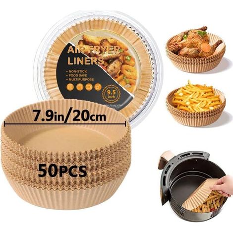 Baking Paper , 20cm XXL Air Fryer Parchment Paper Round, Non-Stick Disposable Hot Air Fryer Parchment Paper Liner for Frying Pan, Oven, Microwave and Hot Air Fryer (1/5)