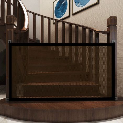 Filet de sécurité bébé et animaux 89x85cm avec 3 modes d'installation, barrière ajustable pour escalier et chambre
