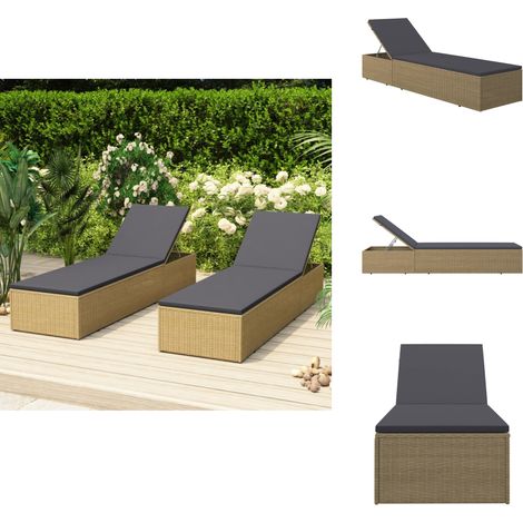 Sonnenliege Poly Rattan Braun und Dunkelgrau - Sonnenliege - Gartenliege - Poolliege - Rattanliege - Outdoor Möbel (1/5)