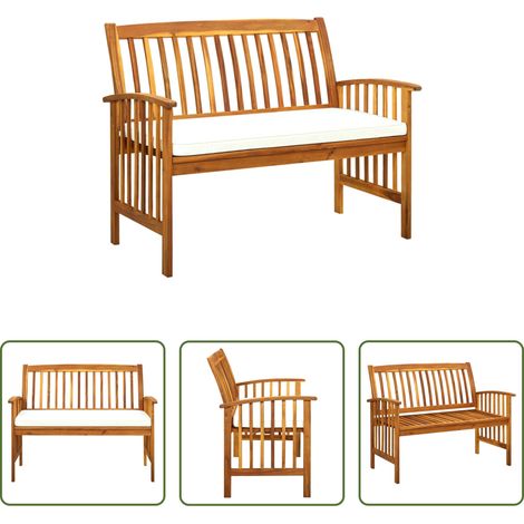 Holzbank mit Kissen - Gartenbank mit Kissen 119 cm Massivholz Akazie (1/5)