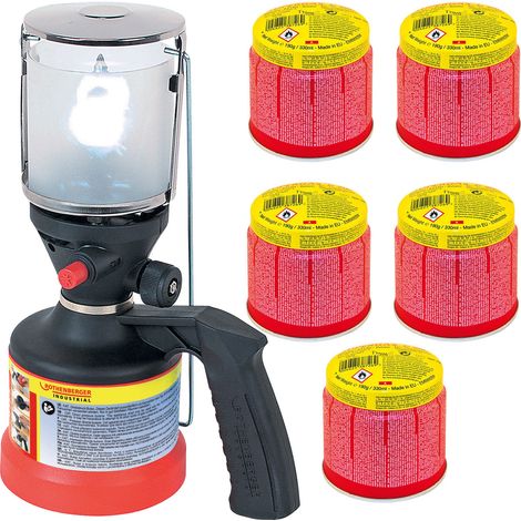 ROTHENBERGER Lampe de camping Industrial Scout avec 5 cartouches C200 de 330 ml avec système ILL - 1500004210