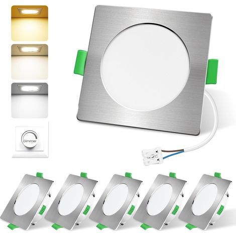 Spot LED Encastrable Extra Plat, 4W 310LM Dimmable IP44 Spot Etanche Salle de bain, Blanc Chaud 3000K Blanc Neutre 4000K Blanc Froid 6500K, Trou Φ55-68mm, AC220-240V, Lot de 6 (1/5)