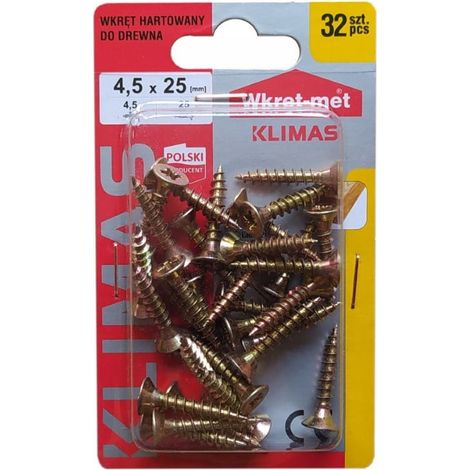 Gehärtete Holzschrauben 4,5x25mm 32Stk PZ2 gold