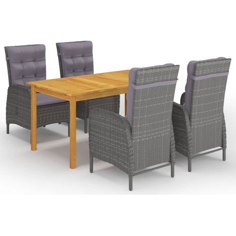 Juego de comedor de jardín de 5 piezas gris vidaXL (1/5)